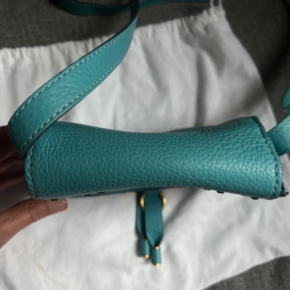 Chloe Light Blue Leather Mini Marcie Crossbody Bag Turquoise Summer Bag - Picture 9 of 15